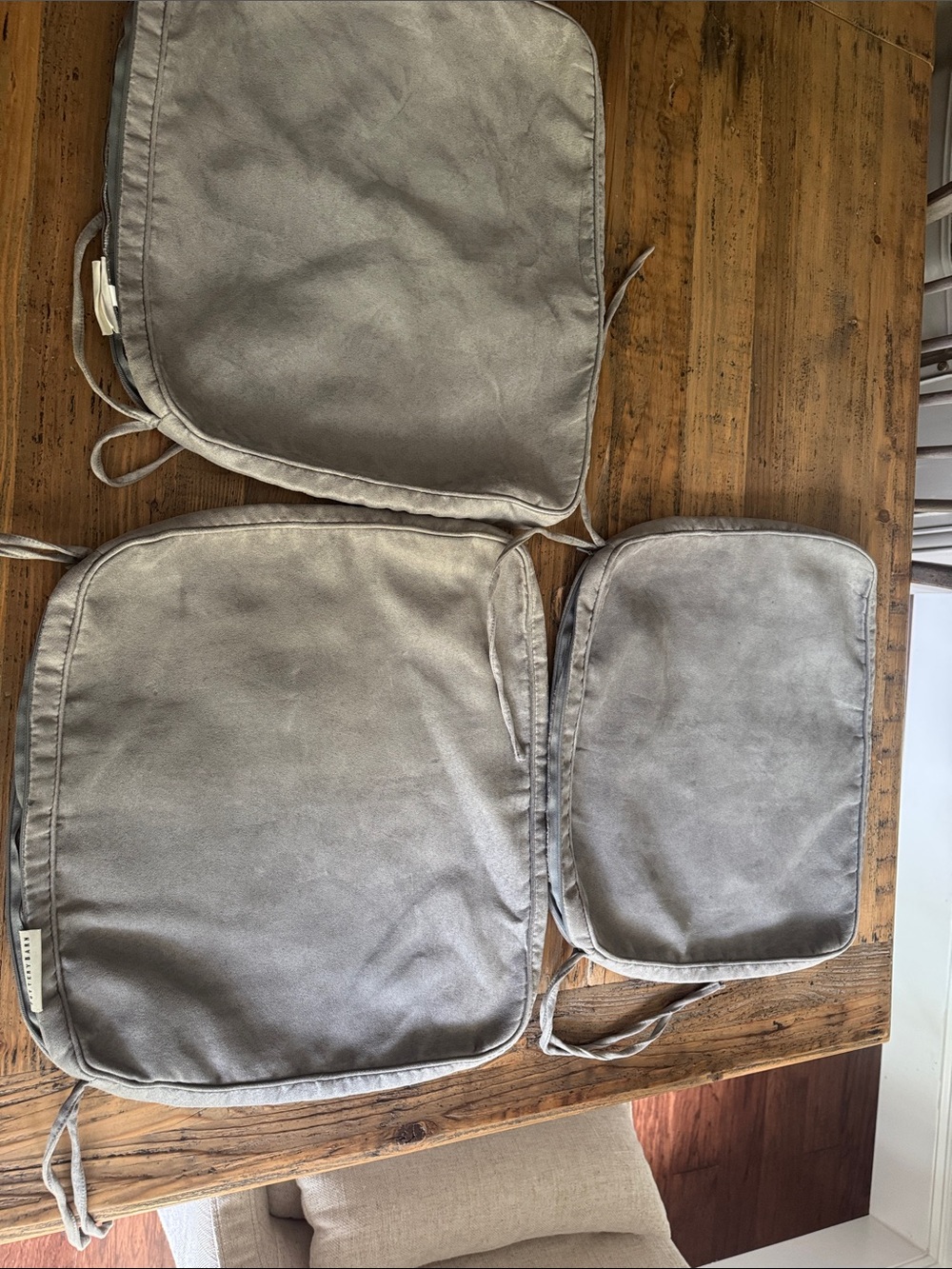 Pottery Barn Gray micro fiber Look bar stool/  Seat Cushion Set